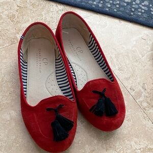 Charles Philip Shanghai Red Suede Loafers with Tassels sz 9.5